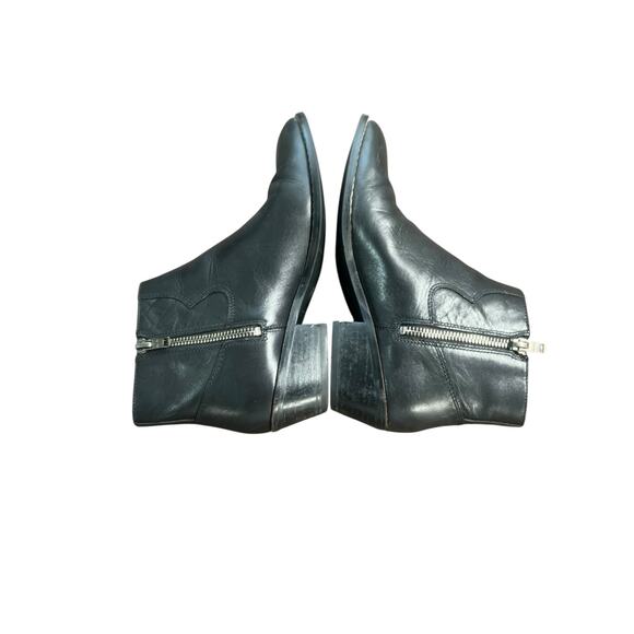 Coach Black Leather Zipped Bootie Metal Logo On Heel Women's Size 6 - Picture 1 of 15